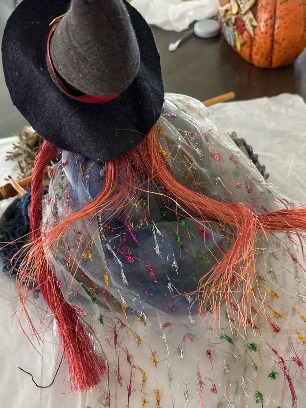 Witch Doll- Halloween Decor- Vintage Table Sitter Decor- Spooky